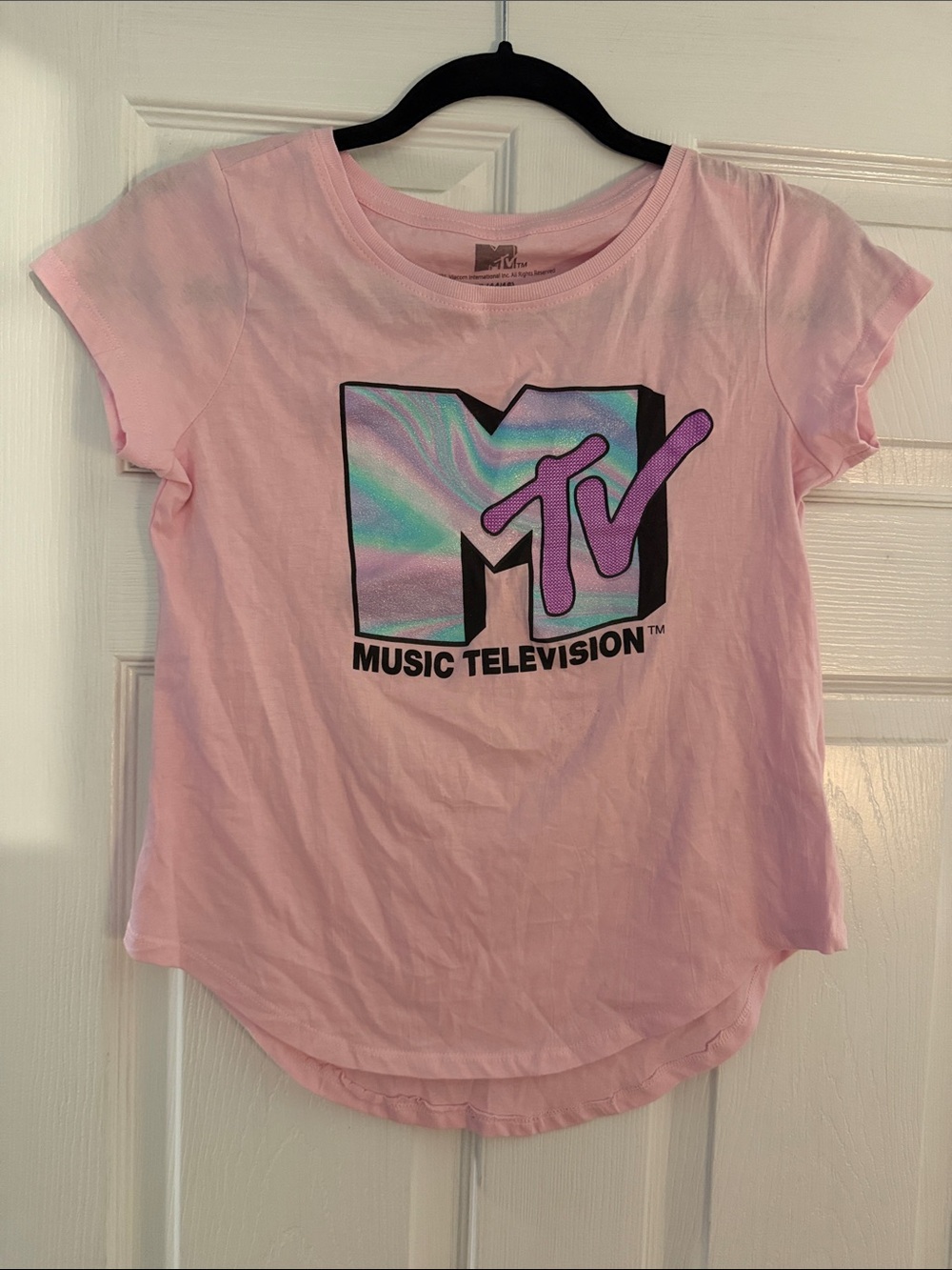 MTV Pink Tee with Holographic Logo